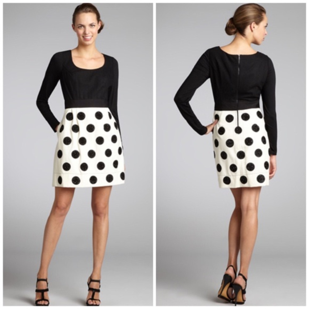 Phoebe Couture Polka Dot Long Sleeve Dress